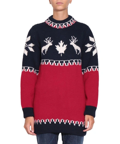 Shop Dsquared2 Oversized Wool Sweater In Multicolor
