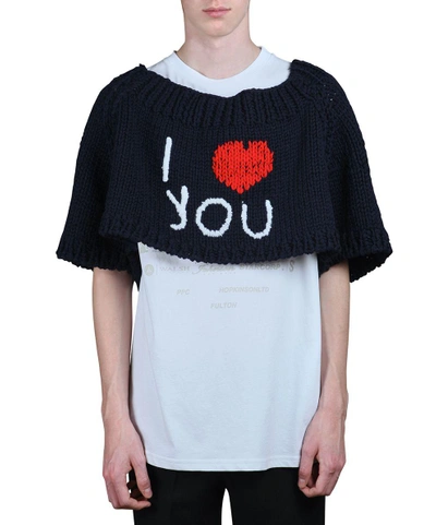 Shop Raf Simons Love You Cropped Sweater In Blu