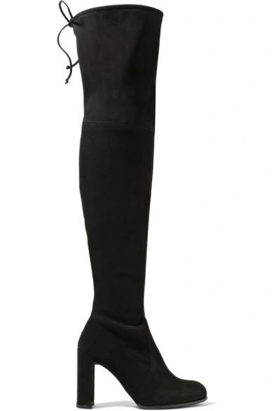 Shop Stuart Weitzman Hiline Stretch-suede Over-the-knee Boots In Black