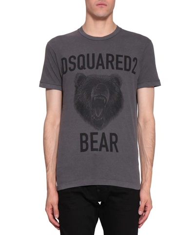 Shop Dsquared2 Bear Cotton T-shirt In Grigio