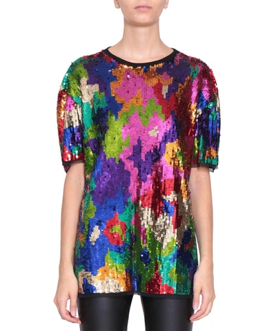 Shop Amen Sequined Tulle T-shirt In Multicolor