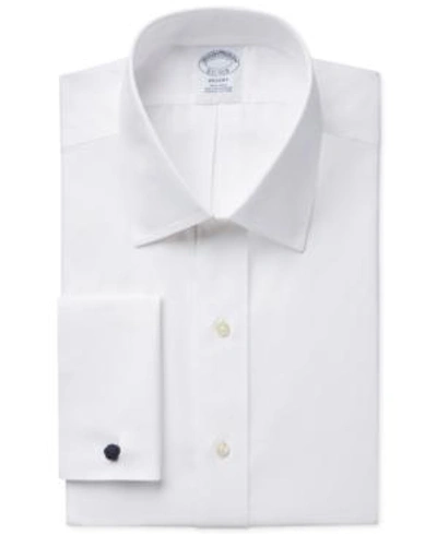 Shop Brooks Brothers Regent Slim-fit Non-iron Solid French Cuff Broadcloth Dress Shirt In White