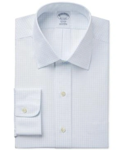 Shop Brooks Brothers Regent Slim-fit Non-iron Light Blue Grid Check Dress Shirt