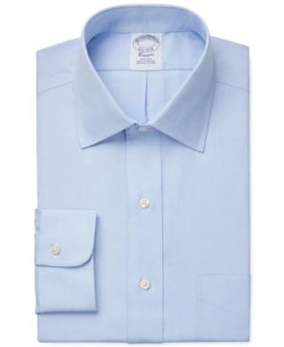 Shop Brooks Brothers Regent Slim-fit Non-iron Pinpoint Solid Dress Shirt In Light Blue