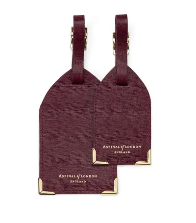 Shop Aspinal Of London Leather Luggage Tags (set Of 2) In Red