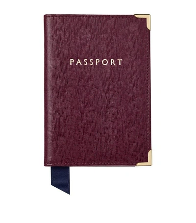 Shop Aspinal Of London Saffiano Leather Passport Cover In Red
