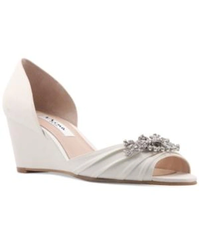 Shop Nina Emiko Embellished Evening Wedges Women's Shoes In Ivory