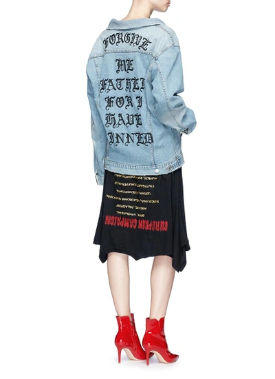 Shop Adaptation 'forgive Me' Embroidered Denim Jacket