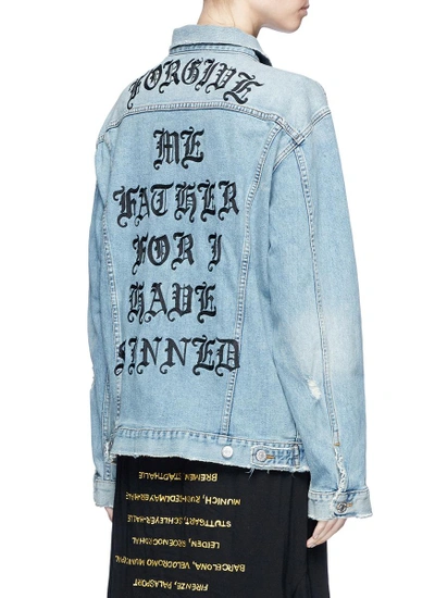 Shop Adaptation 'forgive Me' Embroidered Denim Jacket