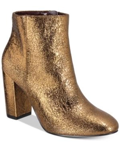 Shop Kensie Leopolda Block-heel Booties Women's Shoes In Bronze