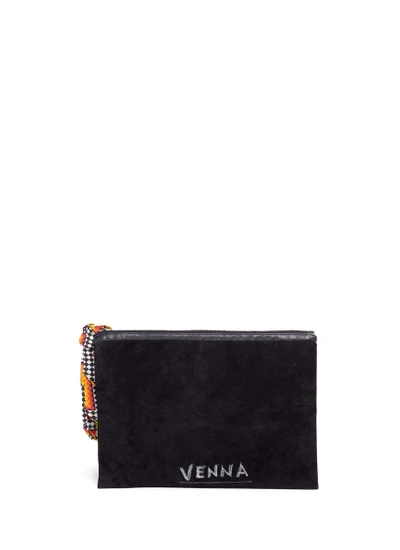 Shop Venna Banana Appliqué Star Patch Suede Clutch