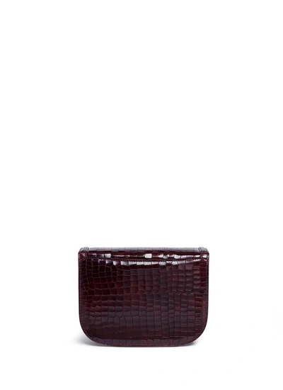 Shop Venna Floral And Heart Patch Croc Embossed Leather Bag