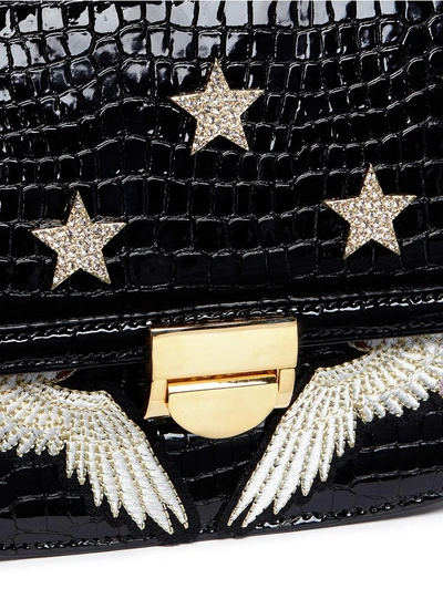 Shop Venna Cubic Zirconia Star Crane Patch Patent Leather Bag