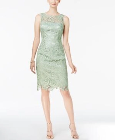 Shop Adrianna Papell Lace Sheath Dress In Mint