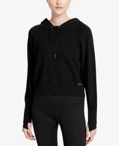 Shop Calvin Klein Performance Cotton Cropped Hoodie In Black