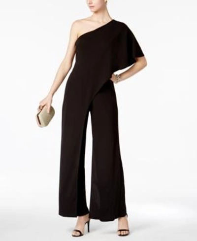Shop Adrianna Papell One-shoulder Jumpsuit In Black