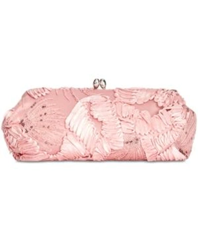 Shop Adrianna Papell Sia Embroidered Small Clutch In Blush