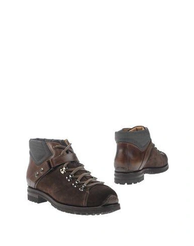 Shop Santoni Ankle Boots In Dark Brown