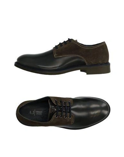 Shop Armani Jeans Lace-up Shoes In Dark Green