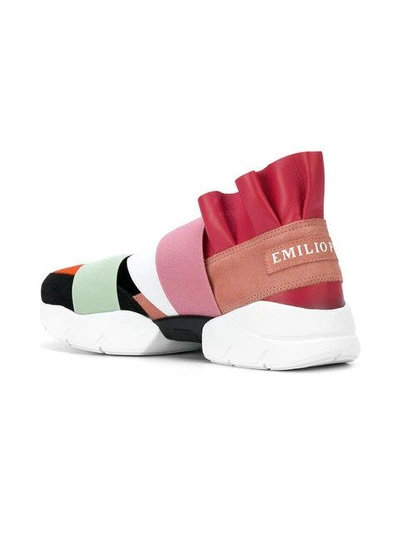 Shop Emilio Pucci Ruffled Slip-on Sneakers - Multicolour