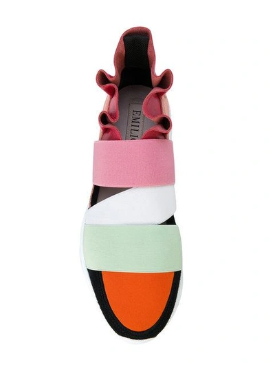 Shop Emilio Pucci Ruffled Slip-on Sneakers - Multicolour