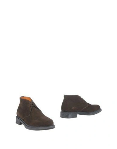 Shop Santoni Man Ankle Boots Dark Brown Size 6.5 Leather