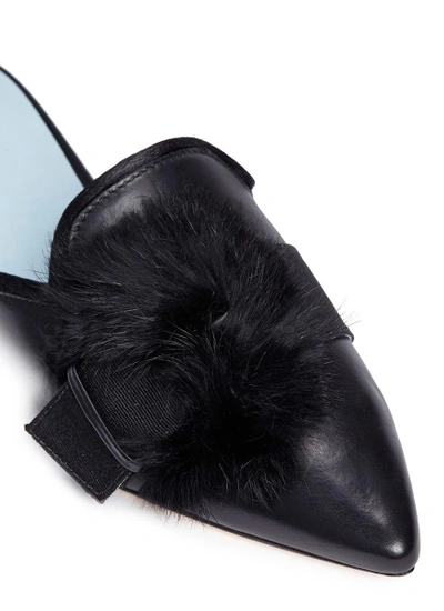 Shop Frances Valentine 'paulette' Fur Pompom Leather Slides