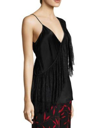 Shop Diane Von Furstenberg Asymmetric Lace Ruffle Top In Black