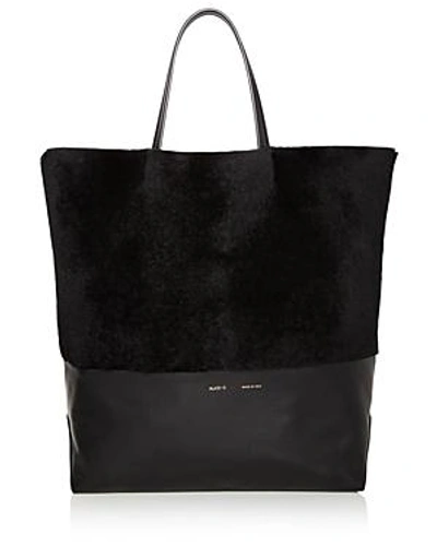 Shop Alice.d Husky Large Shearling And Leather Tote In Black Fur/gold