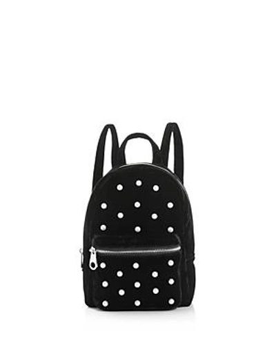 Shop Studio 33 Faux-pearl Velvet Backpack In Black/silver