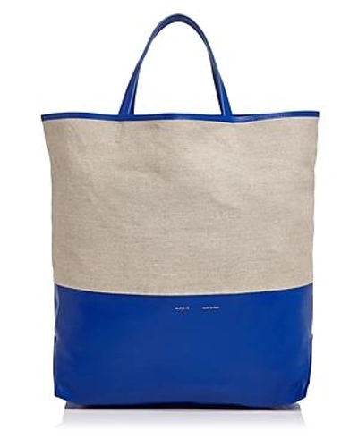 Shop Alice.d Capri Large Canvas Tote In Canvas/china Blue/gold