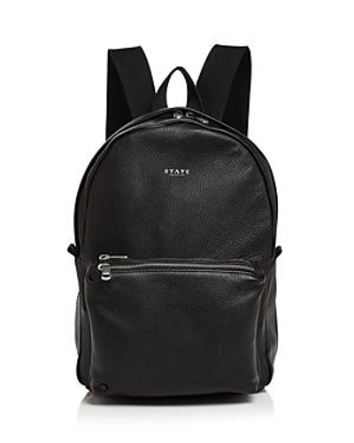 Shop State Lorimer Mini Leather Backpack In Black/silver