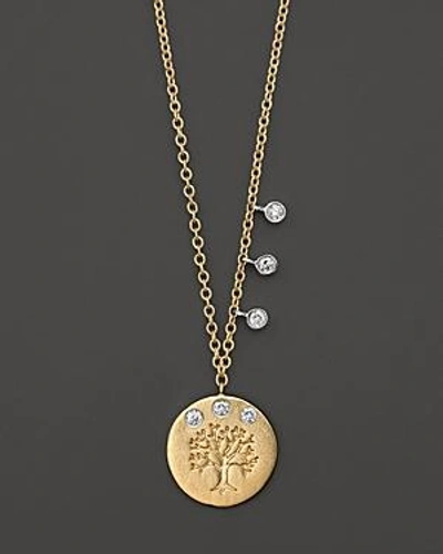 Shop Meira T Diamond And 14k Yellow Gold Tree Of Life Necklace, 16
