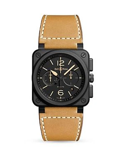 Shop Bell & Ross Br 03-94 Heritage Ceramic Chronograph, 42mm In Black/tan
