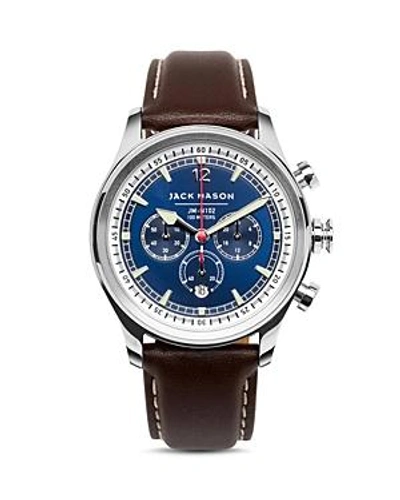 Shop Jack Mason Nautical Chronograph Watch, 42mm In Blue/brown