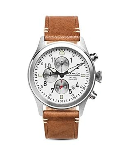 Shop Jack Mason Aviator Chronograph Watch, 42mm In White/tan