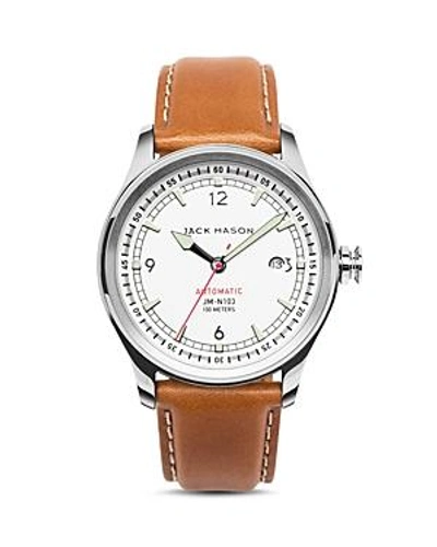 Shop Jack Mason Nautical Automatic Watch, 42mm In White/tan