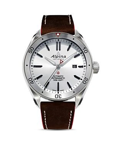 Shop Alpina Alpiner 4 Automatic Watch, 44mm In Silver/brown