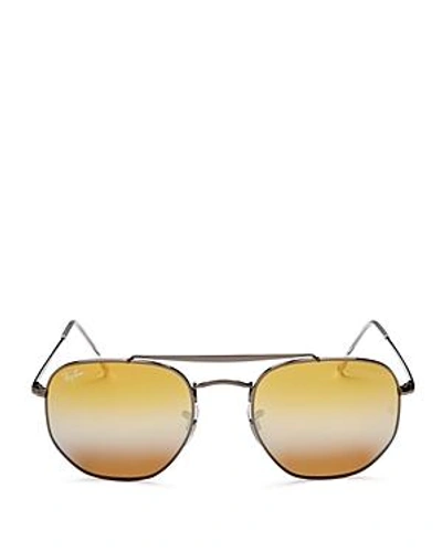 Ray Ban Ray-ban Unisex Marshal Mirrored Hexagonal Sunglasses, 54mm In Gunmetal/brown Gradient Mirror