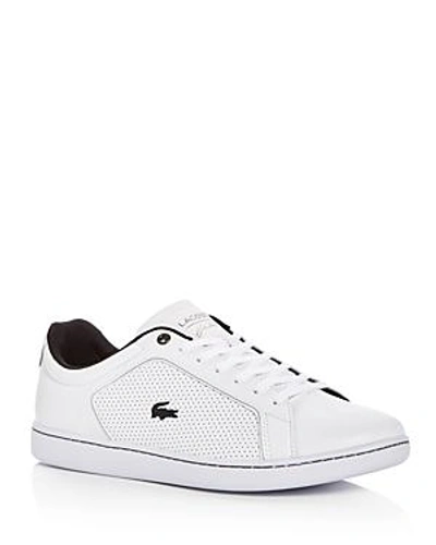 Shop Lacoste Men's Carnaby Evo Leather Lace Up Sneakers In White