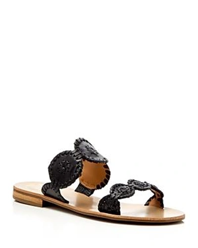 Shop Jack Rogers Flat Open Toe Slide Sandals - Lauren In Black