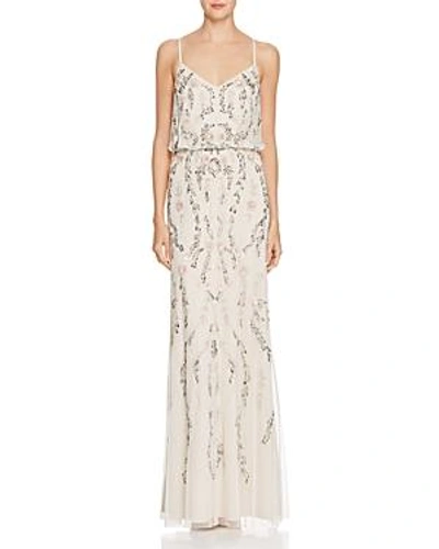 Shop Adrianna Papell Beaded Blouson Gown In Ivory/multi