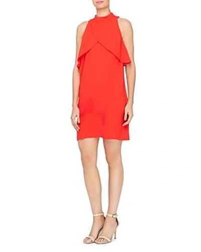 Shop Catherine Catherine Malandrino Aldridge Crossover-flutter Dress In Tomato Red