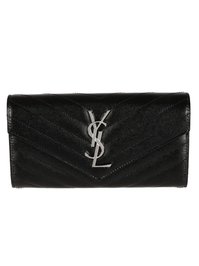 Shop Saint Laurent Monogram Continental Wallet In Black
