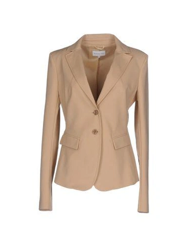 Shop Patrizia Pepe Woman Blazer Sand Size 6 Cotton, Polyamide, Elastane In Beige