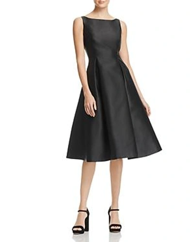Shop Adrianna Papell Sleeveless Tea-length Dress In Black