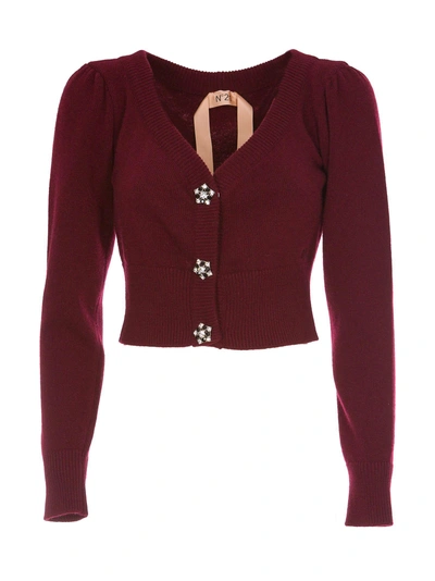 Shop N°21 No21 Embellished Cropped Cardigan In Red