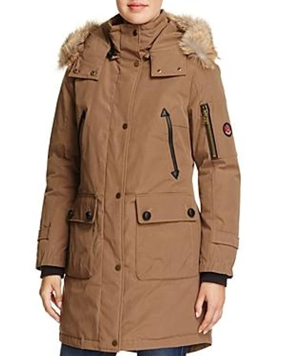 Shop Pendleton Jackson Fur Trim Down Coat In Toffee