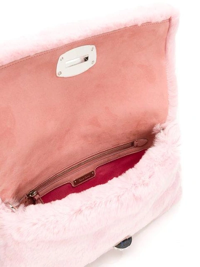 Shop Miu Miu Embellished Fur Clutch Bag