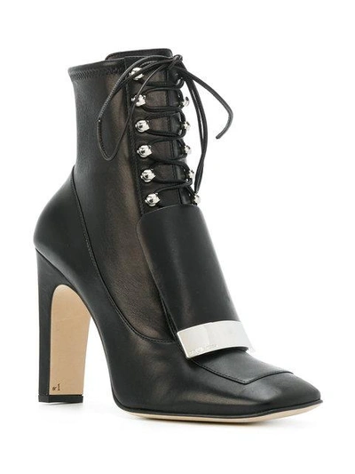 Shop Sergio Rossi Lace-up Square-toe Boots - Black